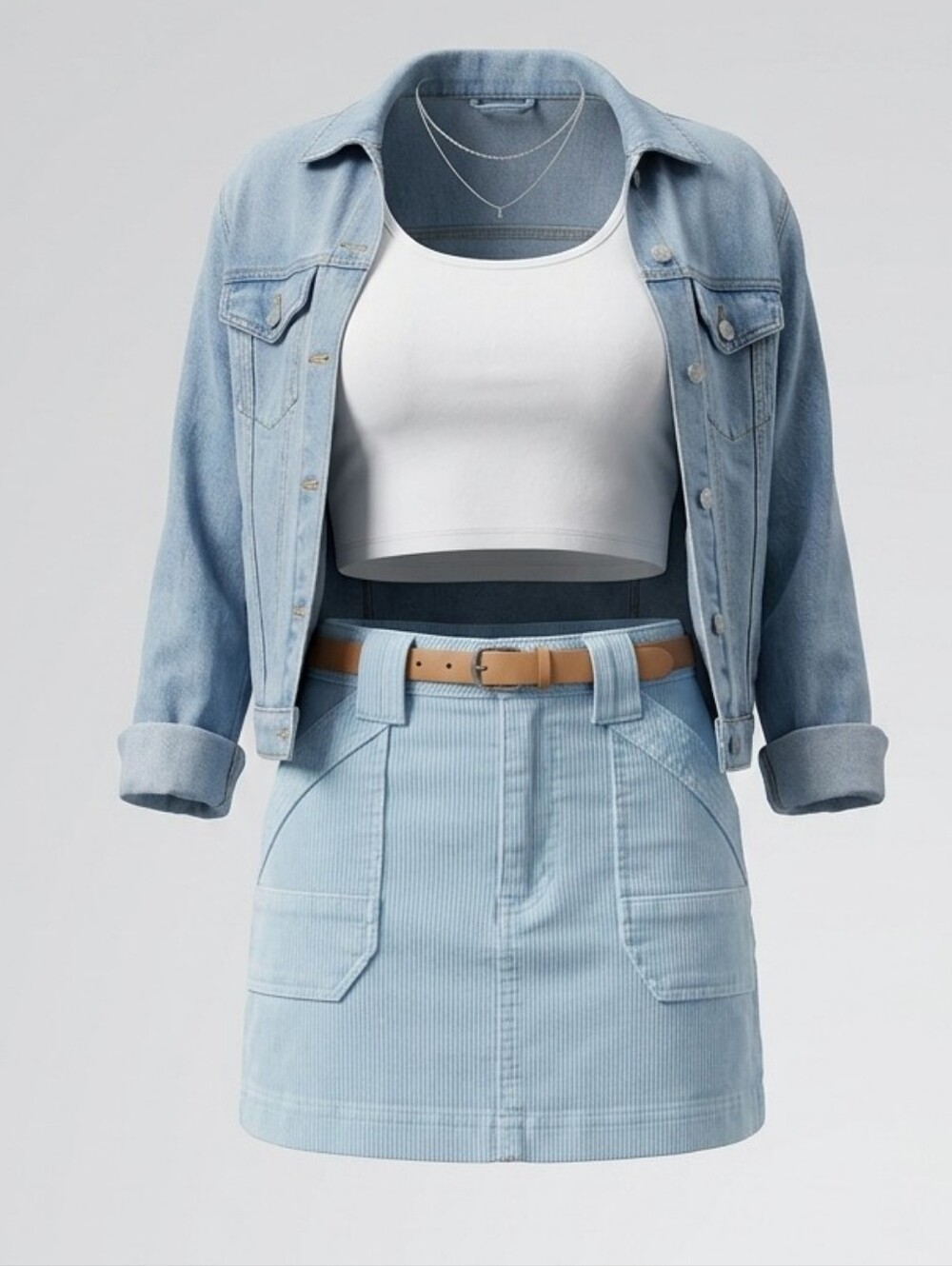 Forever 21 Light Blue Corduroy Utility Mini Skirt S